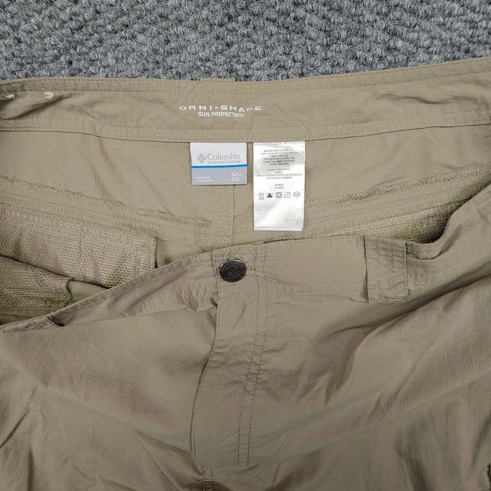 Columbia Mens Silver Ridge Convertible Cargo Pants‎ Khaki Beige 42x32 Omni-Shade